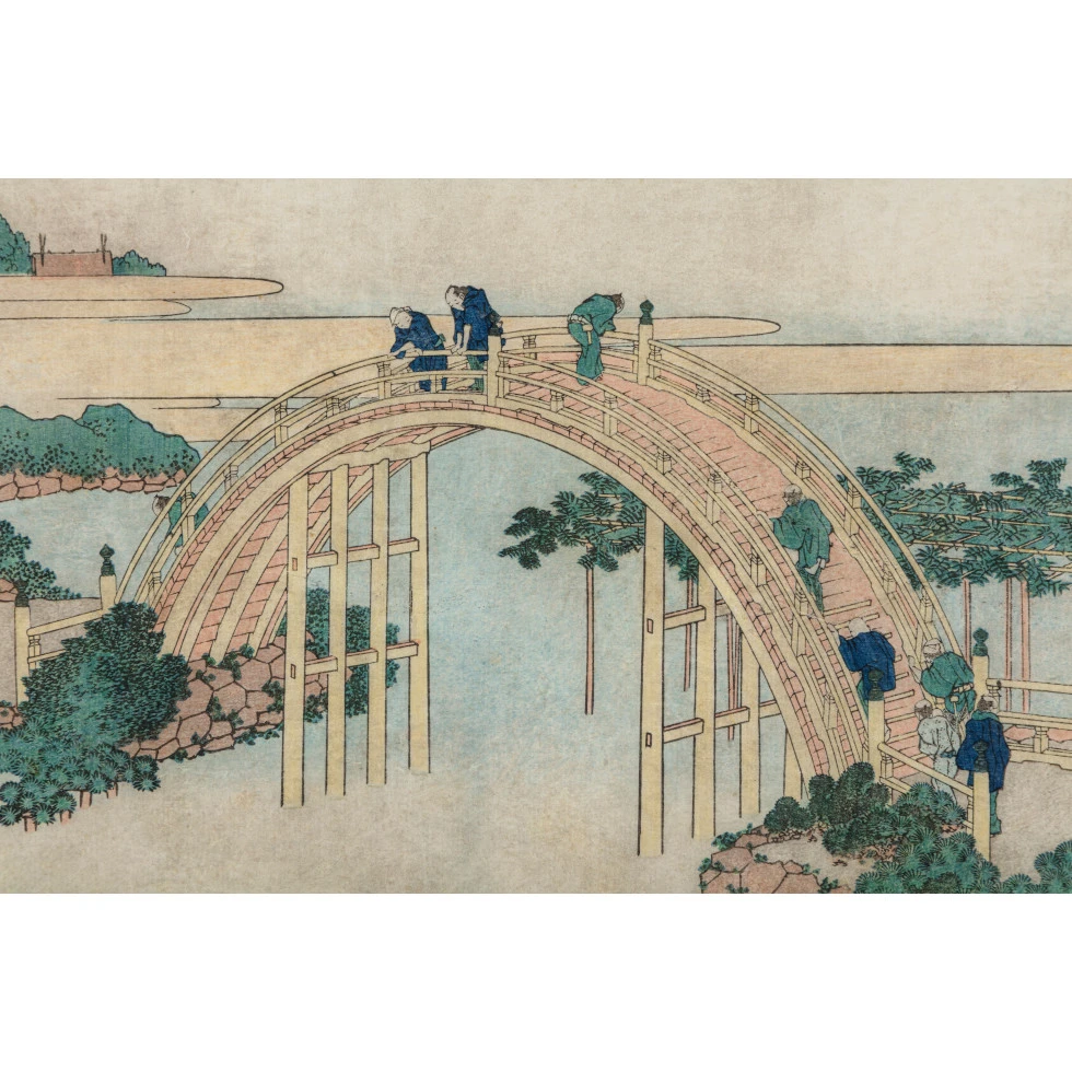 <a href="https://www.ueshima-collection.com/artist-list/318" style="color:inherit">葛飾北斎</a> / <a href="https://www.ueshima-collection.com/artist-list/318" style="color:inherit">HOKUSAI KATSUSHIKA</a>:諸国名橋奇覧 かめゐど天神たいこばし The Arched Bridge at Kameido Tenjin Shrine (from the series Remarkable Views of Bridges in Various Provinces)
