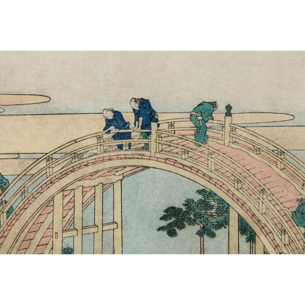 <a href="https://www.ueshima-collection.com/artist-list/318" style="color:inherit">葛飾北斎</a> / <a href="https://www.ueshima-collection.com/artist-list/318" style="color:inherit">HOKUSAI KATSUSHIKA</a>:諸国名橋奇覧 かめゐど天神たいこばし The Arched Bridge at Kameido Tenjin Shrine (from the series Remarkable Views of Bridges in Various Provinces)