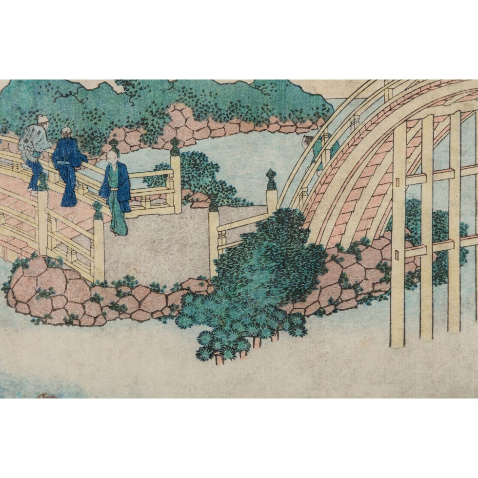 <a href="https://www.ueshima-collection.com/artist-list/318" style="color:inherit">葛飾北斎</a> / <a href="https://www.ueshima-collection.com/artist-list/318" style="color:inherit">HOKUSAI KATSUSHIKA</a>:諸国名橋奇覧 かめゐど天神たいこばし The Arched Bridge at Kameido Tenjin Shrine (from the series Remarkable Views of Bridges in Various Provinces)