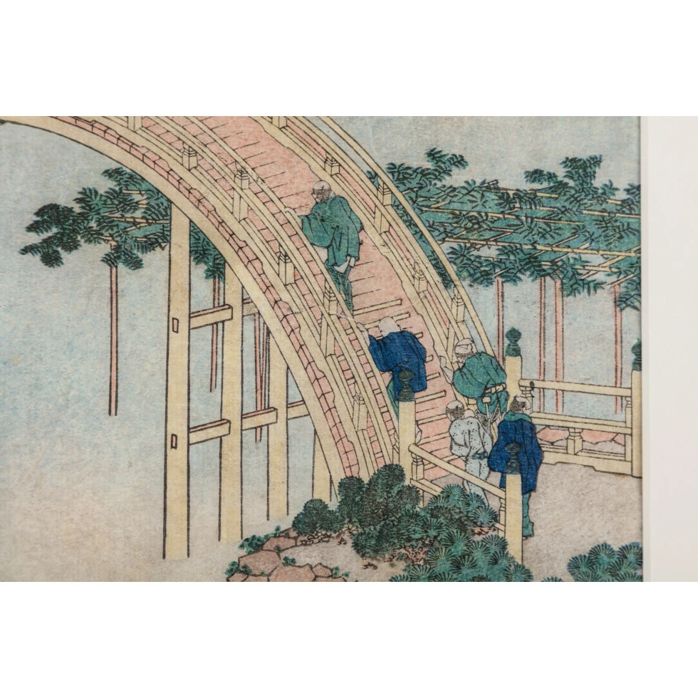 <a href="https://www.ueshima-collection.com/artist-list/318" style="color:inherit">葛飾北斎</a> / <a href="https://www.ueshima-collection.com/artist-list/318" style="color:inherit">HOKUSAI KATSUSHIKA</a>:諸国名橋奇覧 かめゐど天神たいこばし The Arched Bridge at Kameido Tenjin Shrine (from the series Remarkable Views of Bridges in Various Provinces)