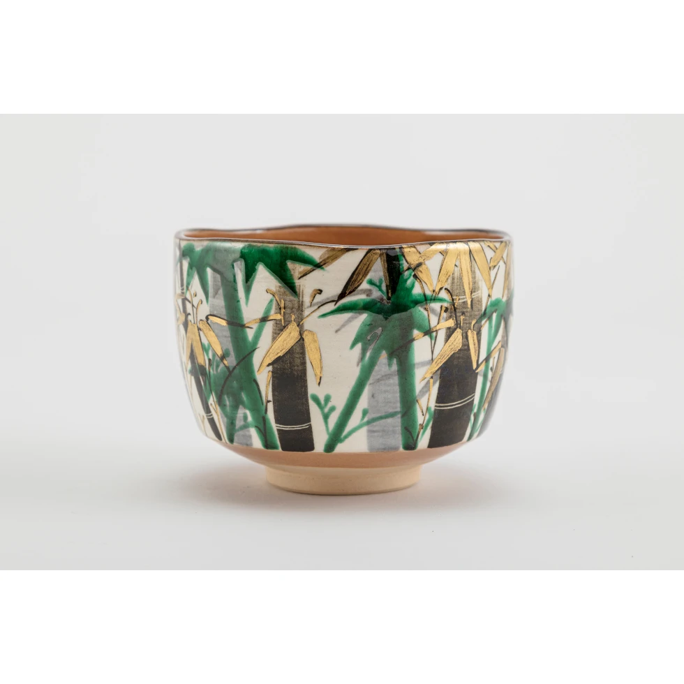 高橋道八(八代) / DohachiTakahashi Ⅷ:色絵竹ノ図 / Tea Bowl with Bamboo Design in Overglaze Enamels