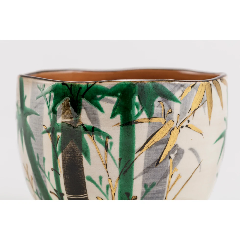 高橋道八(八代) / DohachiTakahashi Ⅷ:色絵竹ノ図 / Tea Bowl with Bamboo Design in Overglaze Enamels