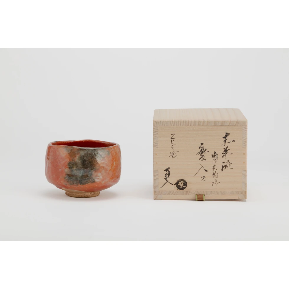 Keinyu Raku(XI):赤茶碗 銘「千代の友」/  Red Raku Tea Bowl named “Chiyo no Tomo”