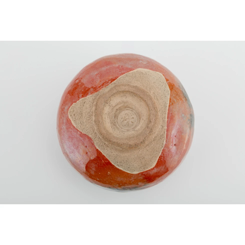 Keinyu Raku(XI):赤茶碗 銘「千代の友」/  Red Raku Tea Bowl named “Chiyo no Tomo”